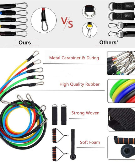 11PCS Set Resistance Bands Workout Exercise Crossfit Fitness Yoga Training Tubes
