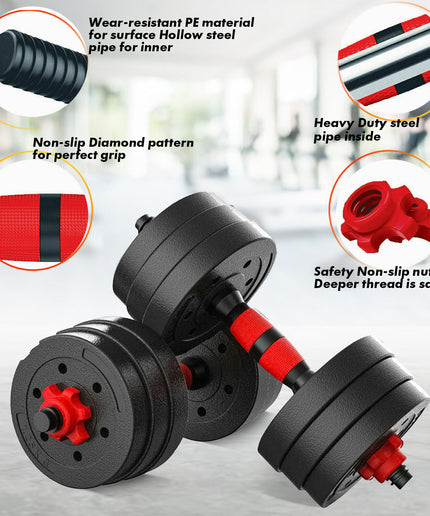 15/20/30/40 Kg Dumbbell Barbell Weight Set Pair Hand Weights Gym Fitness Workout