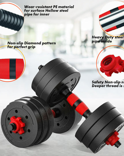 15/20/30/40 Kg Dumbbell Barbell Weight Set Pair Hand Weights Gym Fitness Workout