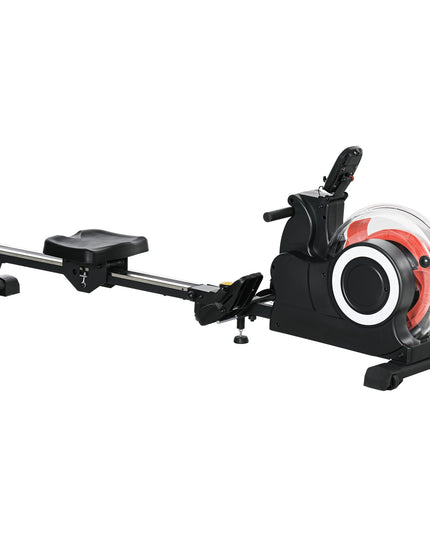 Water Rowing Machine, Foldable Rower with Wheels and LCD Monitor, Black