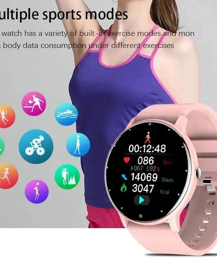 LIGE Waterproof Smart Band Watch for Women with Real-Time Weather Forecast and Sports Features, Compatible with Android and iOS