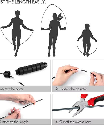 Adjustable Speed Jump Rope with Ball Bearings, PVC-Coated Steel Cable and Foam Handles