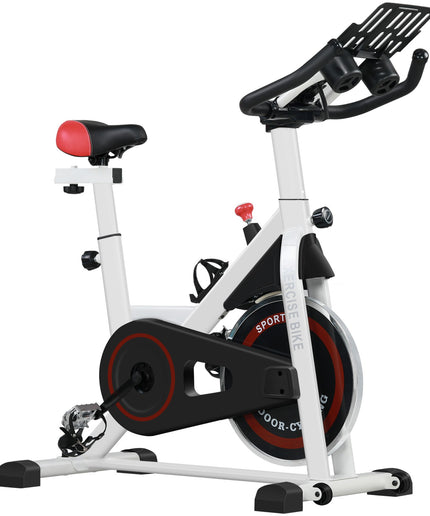 8Kg Flywheel Exercise Bike Adjustable Fitness Cycle Trainer, White
