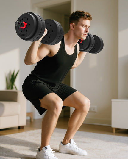 HOMCOM 25Kg Adjustable 2 in 1 Barbell Dumbbells Weight Set for Body Fitness
