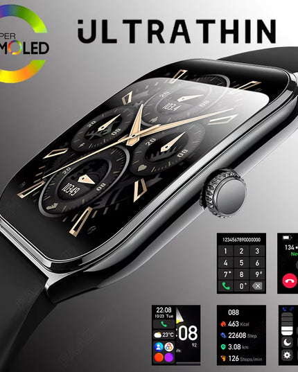 Ultra Thin 1.96" AMOLED Smartwatch for Men & Women – BT Call & Always-On Display