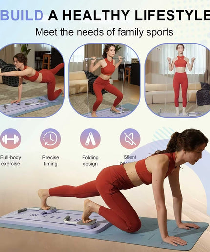 Multifunctional Pilates Board Abs Abdominal Exercise Board Fitness Resistance Bands Rebound Leg Arm Back Train for Home Office