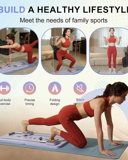 Multifunctional Pilates Board Abs Abdominal Exercise Board Fitness Resistance Bands Rebound Leg Arm Back Train for Home Office