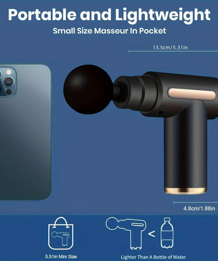 Portable Fascial Massage Gun Electric Percussion Pistol Massager Body Relaxation with LED Touch Screen 4Replaceable Massage Head