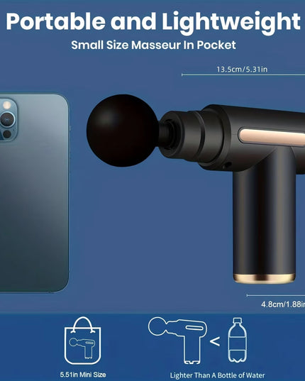 Portable Fascial Massage Gun Electric Percussion Pistol Massager Body Relaxation with LED Touch Screen 4Replaceable Massage Head