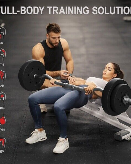Adjustable EZ Curl Bar Weight Set with Plates and Star Lock Collars, 120cm, Black