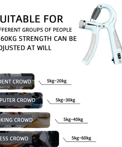 5-60Kg Adjustable Hand Grip Strengthener Hand Grip Trainer with Counter Wrist Forearm and Hand Exerciser for Muscle Building