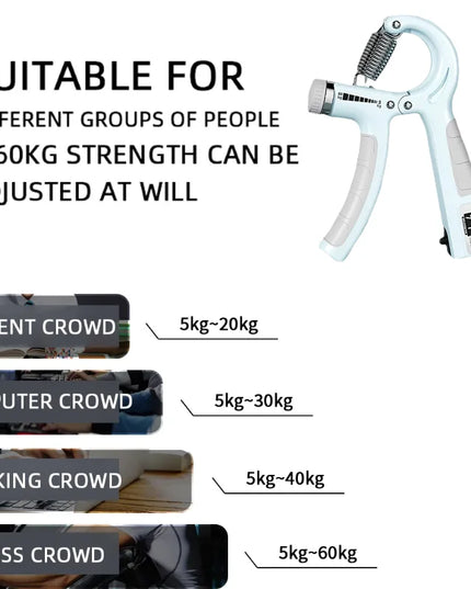 5-60Kg Adjustable Hand Grip Strengthener Hand Grip Trainer with Counter Wrist Forearm and Hand Exerciser for Muscle Building