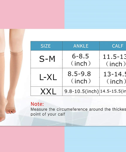Unisex Toeless Zipper Compression Socks – 5–10 mmHg Light Leg Support, S–XXL, 1 Pair