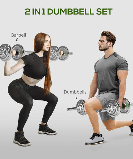 20Kg Adjustable Weights Dumbbells Set, 2-In-1 Dumbbells and Barbell