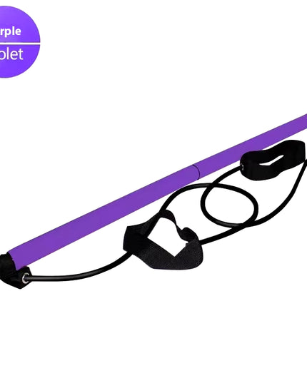 Pilates Stick - Adjustable Fitness Bar for Home Workout, Yoga, Stretching & Toning - Portable Exercise Rod with Elastic Bands