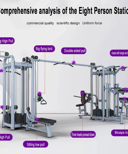 Eight Person Station Commercial Home Fitness Training Equipment Multi Functional Eight Person Station Gym Training Equipment