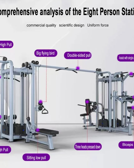 Eight Person Station Commercial Home Fitness Training Equipment Multi Functional Eight Person Station Gym Training Equipment