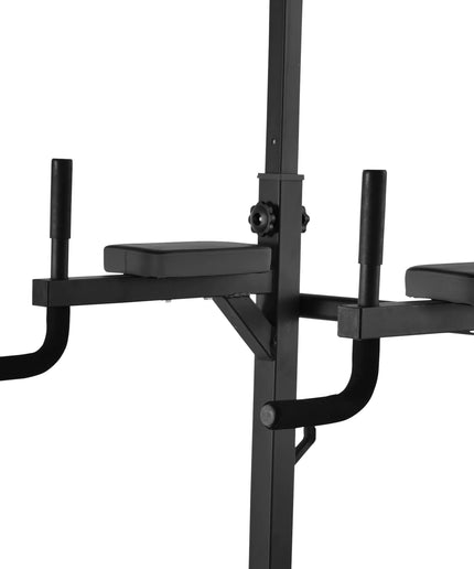 HOMCOM Multi-Function Power Tower – Pull-Up Station with Adjustable Weight Bench, Dip Station & Barbell Rack – Free Standing Gym Equipment