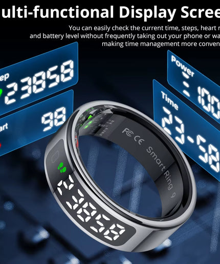 COLMI R12 Smart Ring 2025 – Touch Display Health Tracking Ring with Wireless Charging, 5ATM Waterproof for Men & Women