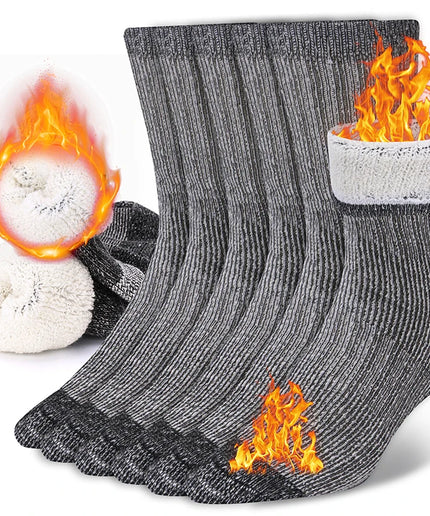 3 Pairs Unisex Merino Wool Blend Thermal Crew Socks – Thick Winter Work and Hiking Socks