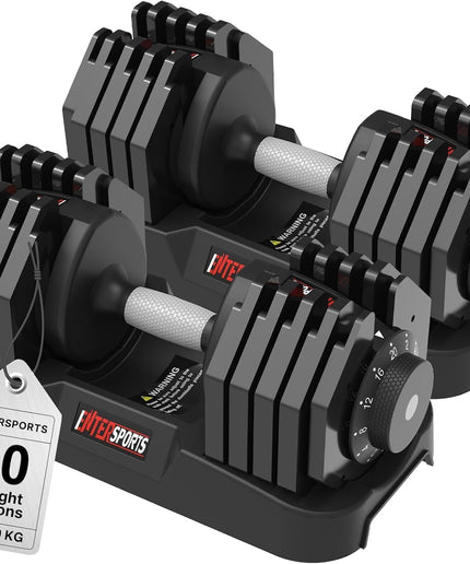 EnterSports Adjustable Dumbbell Set – 10kg, 20kg & 40kg Options
