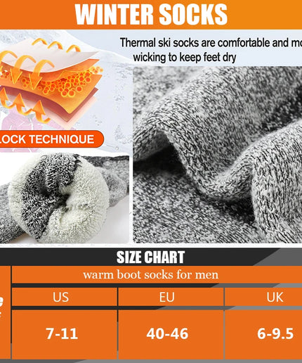 3 Pairs Men’s Thick Thermal Mid-Calf Winter Socks