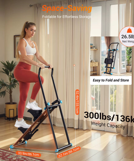 MERACH Stair Stepper Vertical Climber for Home Gym – Folding Full-Body Cardio Exercise Machine with Adjustable Handlebars, Extended Step Range & LCD Monitor