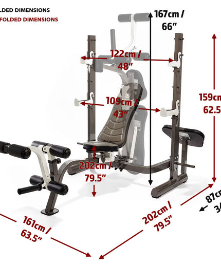 Marcy MWB-70205 Folding Olympic Barbell Bench with Rear Squat Rack