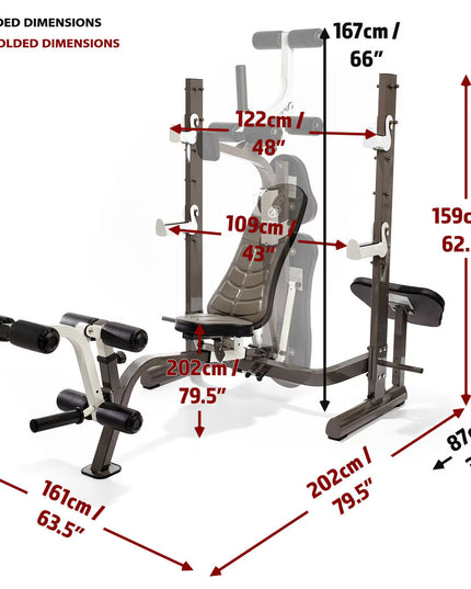 Marcy MWB-70205 Folding Olympic Barbell Bench with Rear Squat Rack