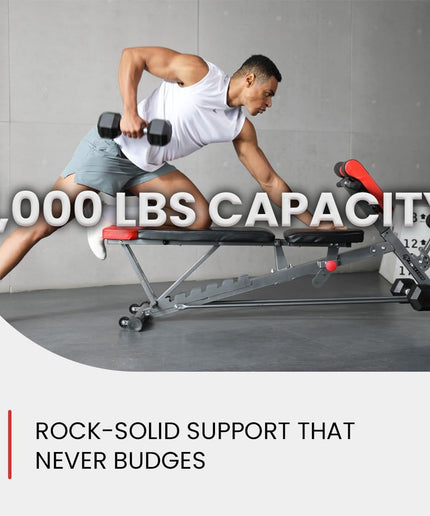 Finer Form Multi-Functional FID Weight Bench for Full All-In-One Body Workout – Hyper Back Extension, Roman Chair, Adjustable Ab Sit up Bench, Incline Decline Bench, Flat Bench