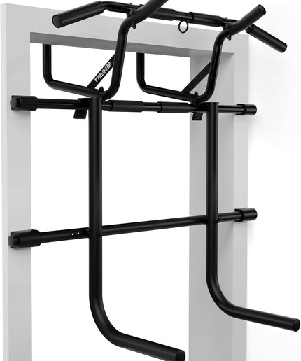 PULLUP & DIP 2-in-1 Door-Frame Pull-Up Bar and Adjustable Dip Station – No Drilling, Up to 110kg