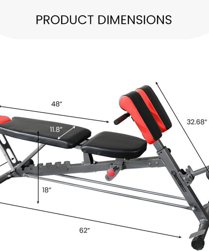 Finer Form Multi-Functional FID Weight Bench for Full All-In-One Body Workout – Hyper Back Extension, Roman Chair, Adjustable Ab Sit up Bench, Incline Decline Bench, Flat Bench