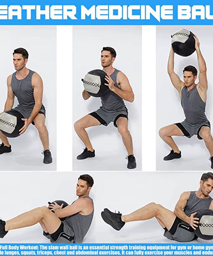 Fitness Soft Medicine Ball Wall Ball for Strength Workout Cross Training Full Body Exercise PU Leather Ripstop Durable 2-15Kg
