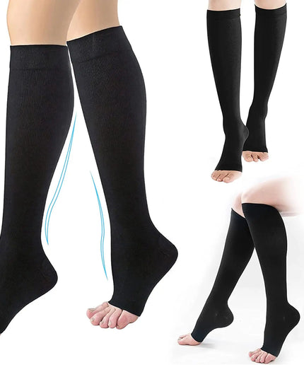 Unisex Toeless Zipper Compression Socks – 5–10 mmHg Light Leg Support, S–XXL, 1 Pair