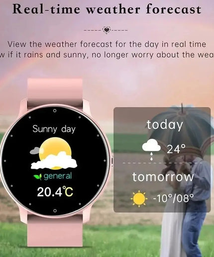LIGE Waterproof Smart Band Watch for Women with Real-Time Weather Forecast and Sports Features, Compatible with Android and iOS