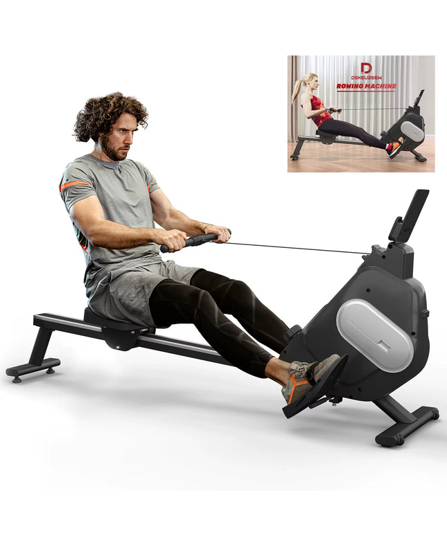 Foldable Magnetic Rowing Machine – 16 Resistance Levels, LCD Monitor, Quiet Rower for Home Gym, 120kg Capacity