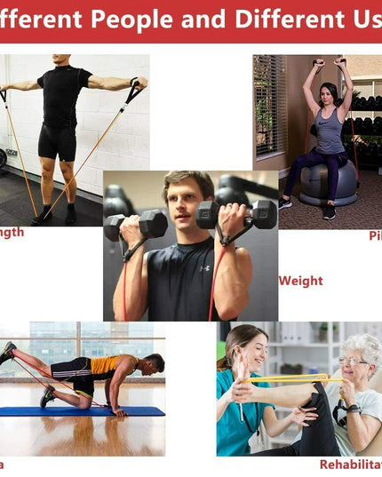 11PCS Set Resistance Bands Workout Exercise Crossfit Fitness Yoga Training Tubes