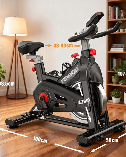 Indoor Cycling Exercise Bike, 10kg Flywheel, Adjustable Resistance, LCD Display, Black