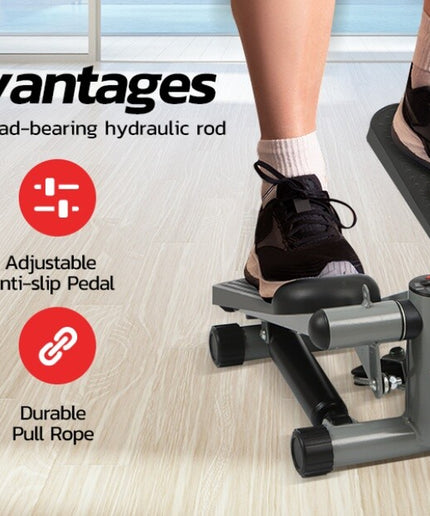 Mini Step Stepper Stair Exerciser Machine W/ Resistance Band LCD Display Fitness