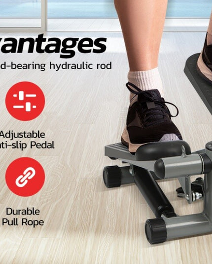 Mini Step Stepper Stair Exerciser Machine W/ Resistance Band LCD Display Fitness