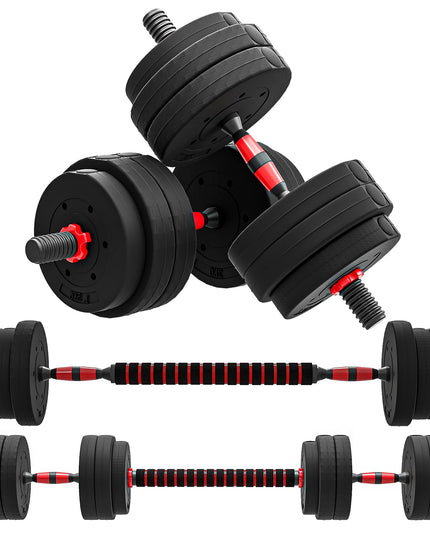 HOMCOM 25Kg Adjustable 2 in 1 Barbell Dumbbells Weight Set for Body Fitness