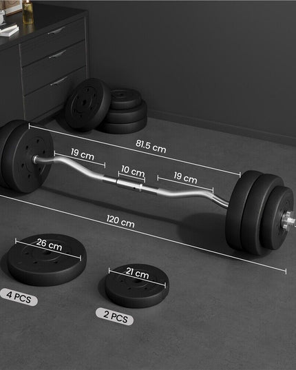 Adjustable EZ Curl Bar Weight Set with Plates and Star Lock Collars, 120cm, Black
