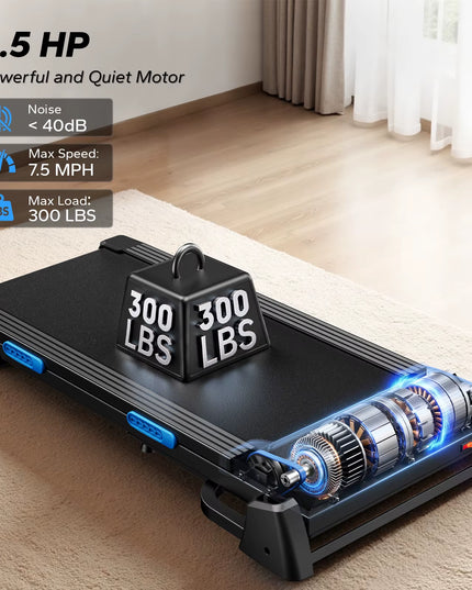 MERACH Foldable Treadmill T12 Incline 0.8-12Km/H Walking Pad save Space LED Display APP Heart Rate Monitoring 16.5" Wider Belt