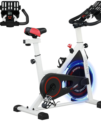 8Kg Flywheel Exercise Bike Adjustable Fitness Cycle Trainer, White
