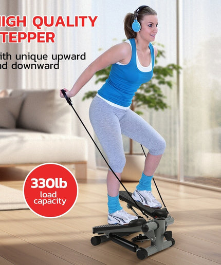 Mini Step Stepper Stair Exerciser Machine W/ Resistance Band LCD Display Fitness
