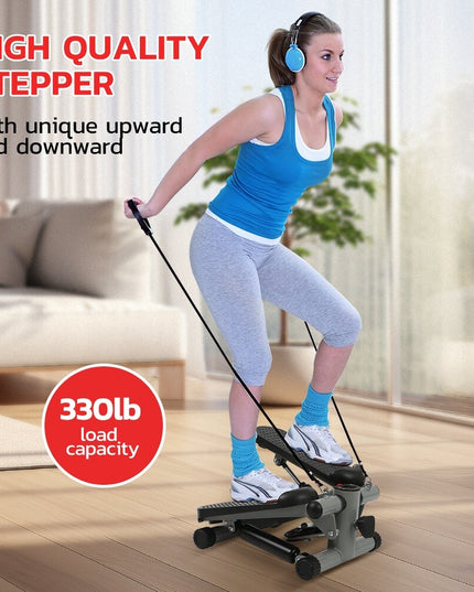 Mini Step Stepper Stair Exerciser Machine W/ Resistance Band LCD Display Fitness
