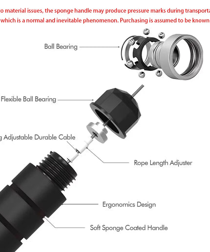 Adjustable Speed Jump Rope with Ball Bearings, PVC-Coated Steel Cable and Foam Handles