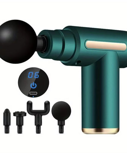 Portable Fascial Massage Gun Electric Percussion Pistol Massager Body Relaxation with LED Touch Screen 4Replaceable Massage Head