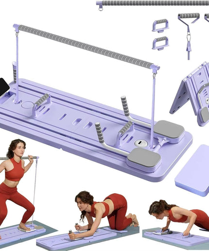 Multifunctional Pilates Board Abs Abdominal Exercise Board Fitness Resistance Bands Rebound Leg Arm Back Train for Home Office