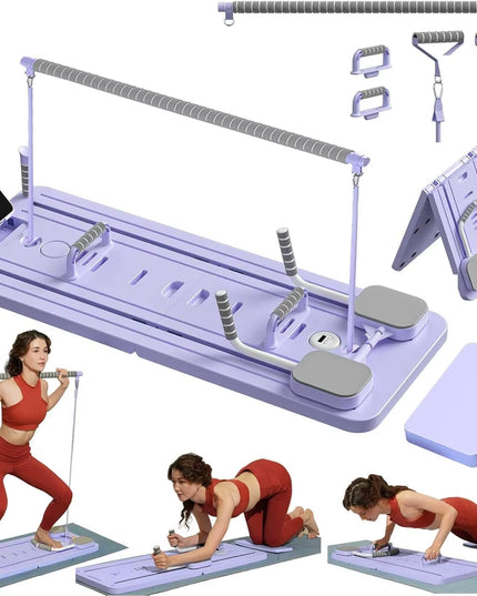 Multifunctional Pilates Board Abs Abdominal Exercise Board Fitness Resistance Bands Rebound Leg Arm Back Train for Home Office